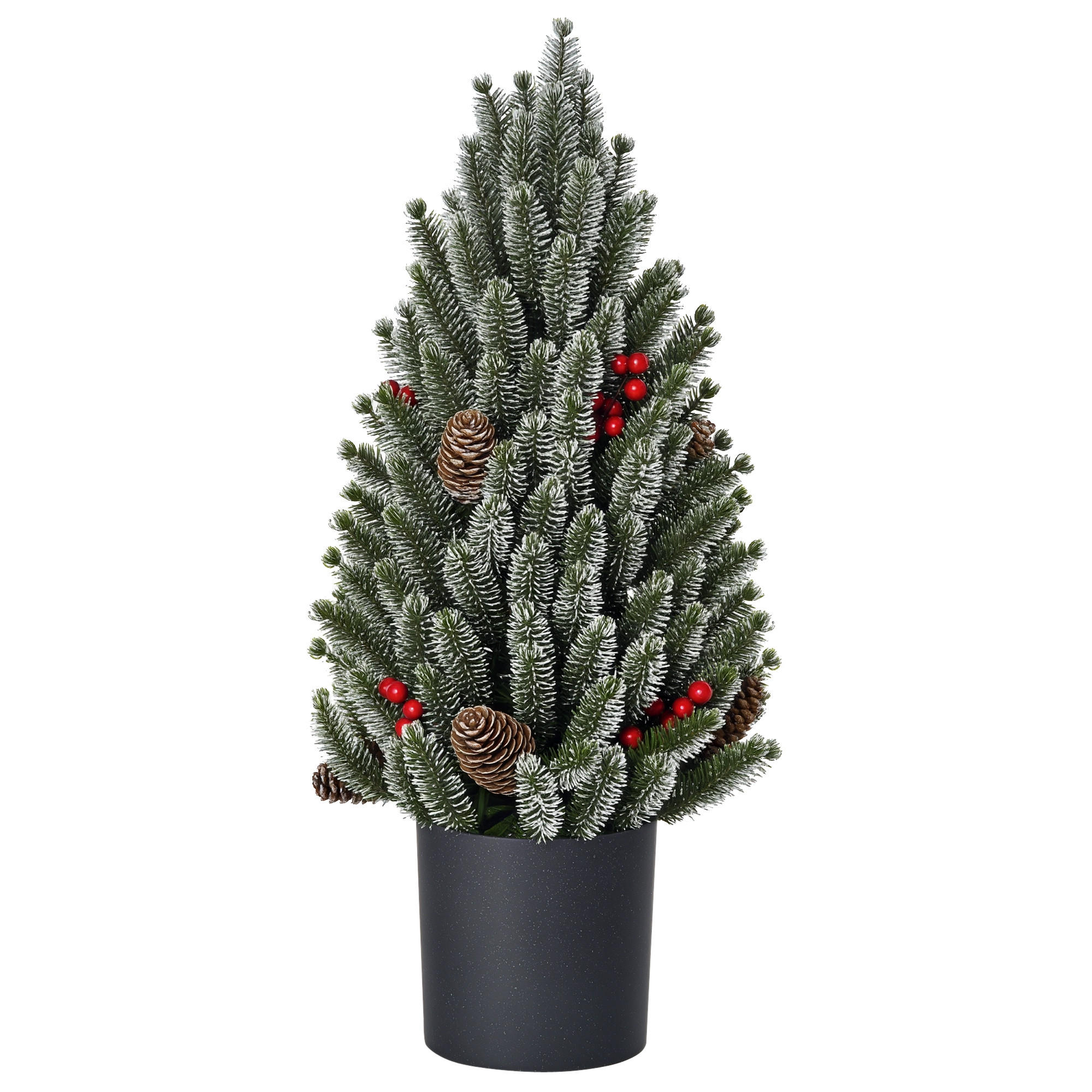 WEIHNACHTSBAUM DE-41617 Mini 50 cm, Tannenzapfen und rote Beeren Mehrfarbig - Grün, Kunststoff (47cm) - ComfortXL