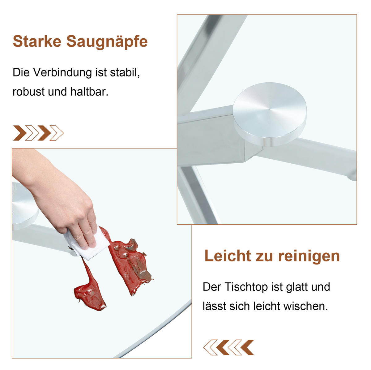 ESSTISCH Ø 88 cm in Silber aus Glas und Metall, rund und platzsparend - Silberfarben, Metall (88/88/75cm) - BEAOK