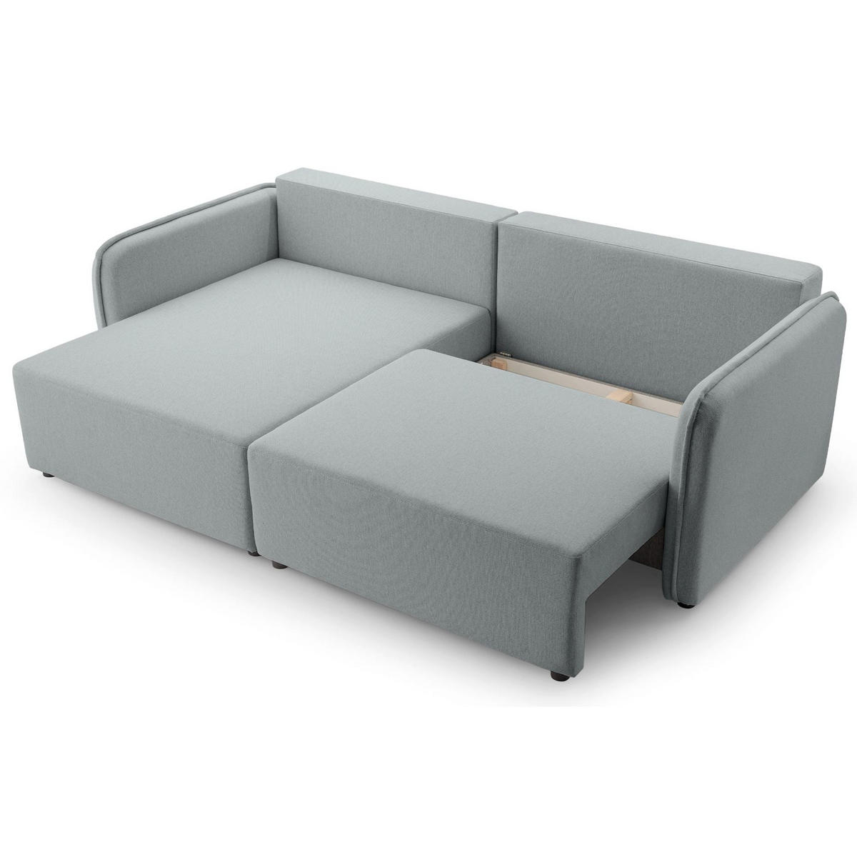 ECKSOFA Kassian, Hellgrau Strukturstoff, linksseitig - Hellgrau/Schwarz, Kunststoff/Textil (227/147cm) - Selsey