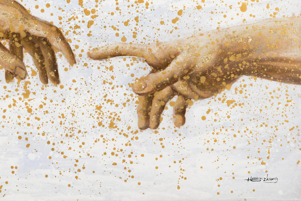 ACRYLBILD HANDGEMALT 100/70 cm - Beige, Holz/Textil (1.84/70cm) - KUNSTLOFT