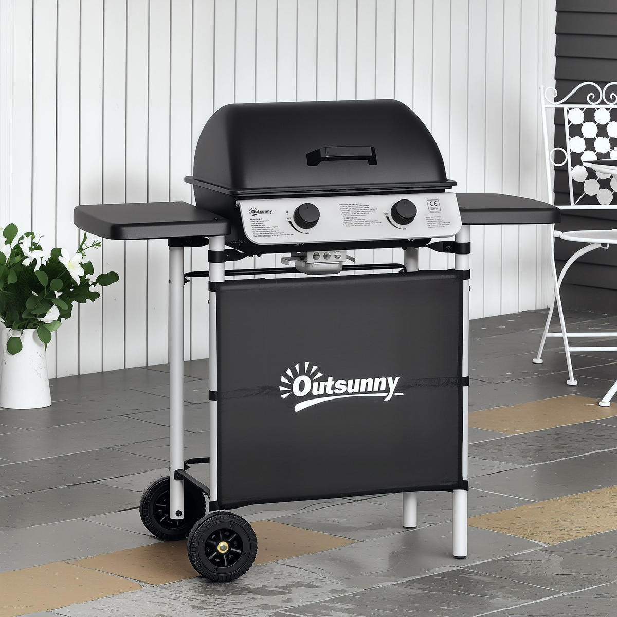 GASGRILL DE-18616 2 Brenner, 2,8 kW mit 2 Grillrosten Schwarz - Schwarz, Metall (49/99/104cm) - ComfortXL