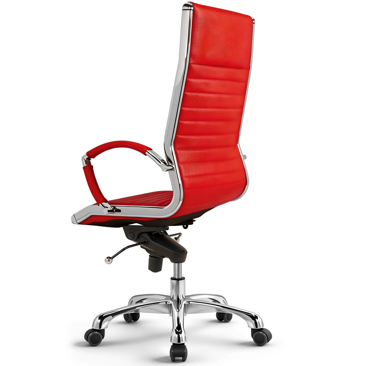 BÜROSTUHL Montreal Echtleder Rot – ergonomisch, 150 kg belastbar, Sitzhöhe 46-54cm - Rot, Leder/Metall (60/115/60cm) - Versee