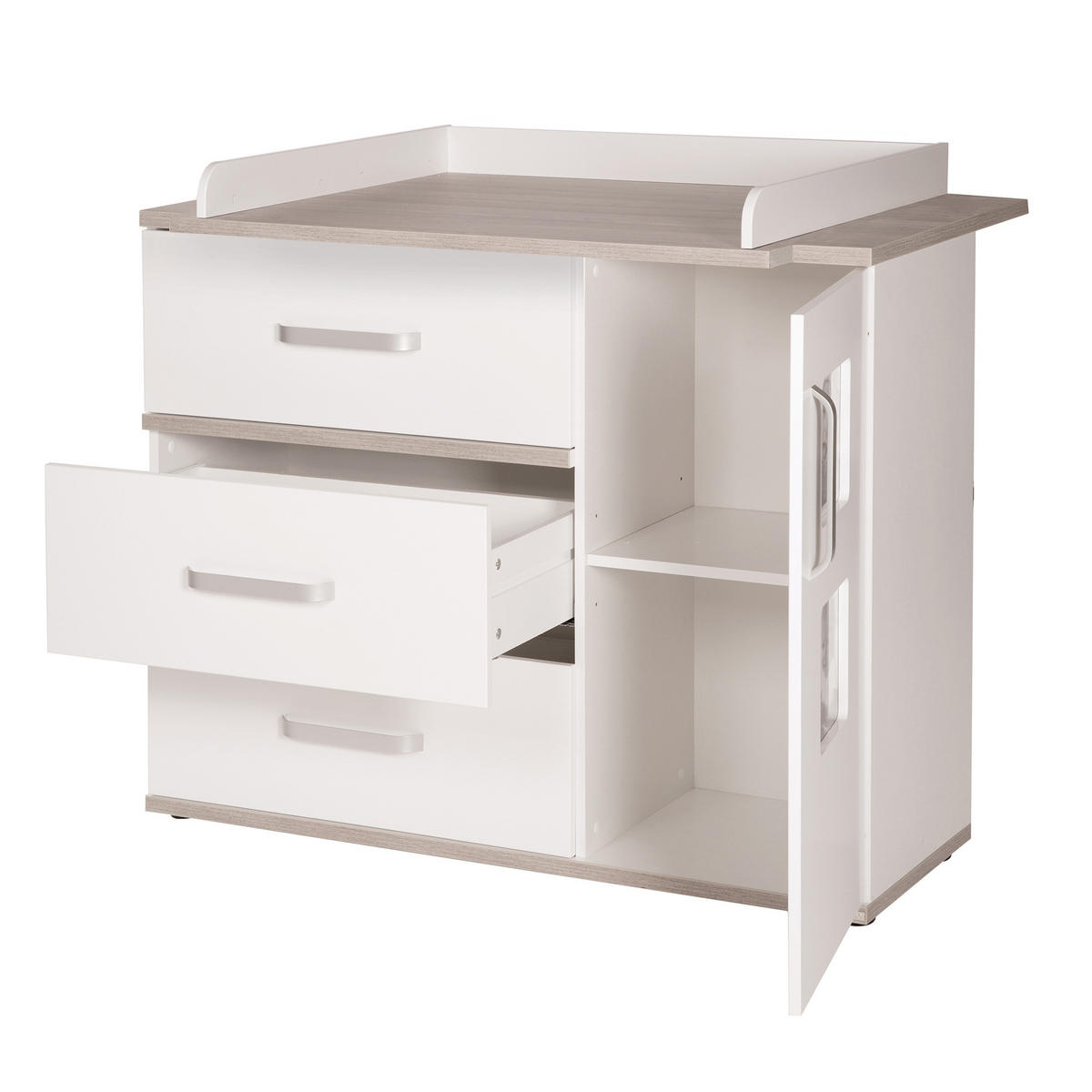 BABYZIMMER-SET Moritz, mit breiter Wickelkommode, 3-teilig - Weiß, Holzwerkstoff (76/81/142.5cm) - Roba