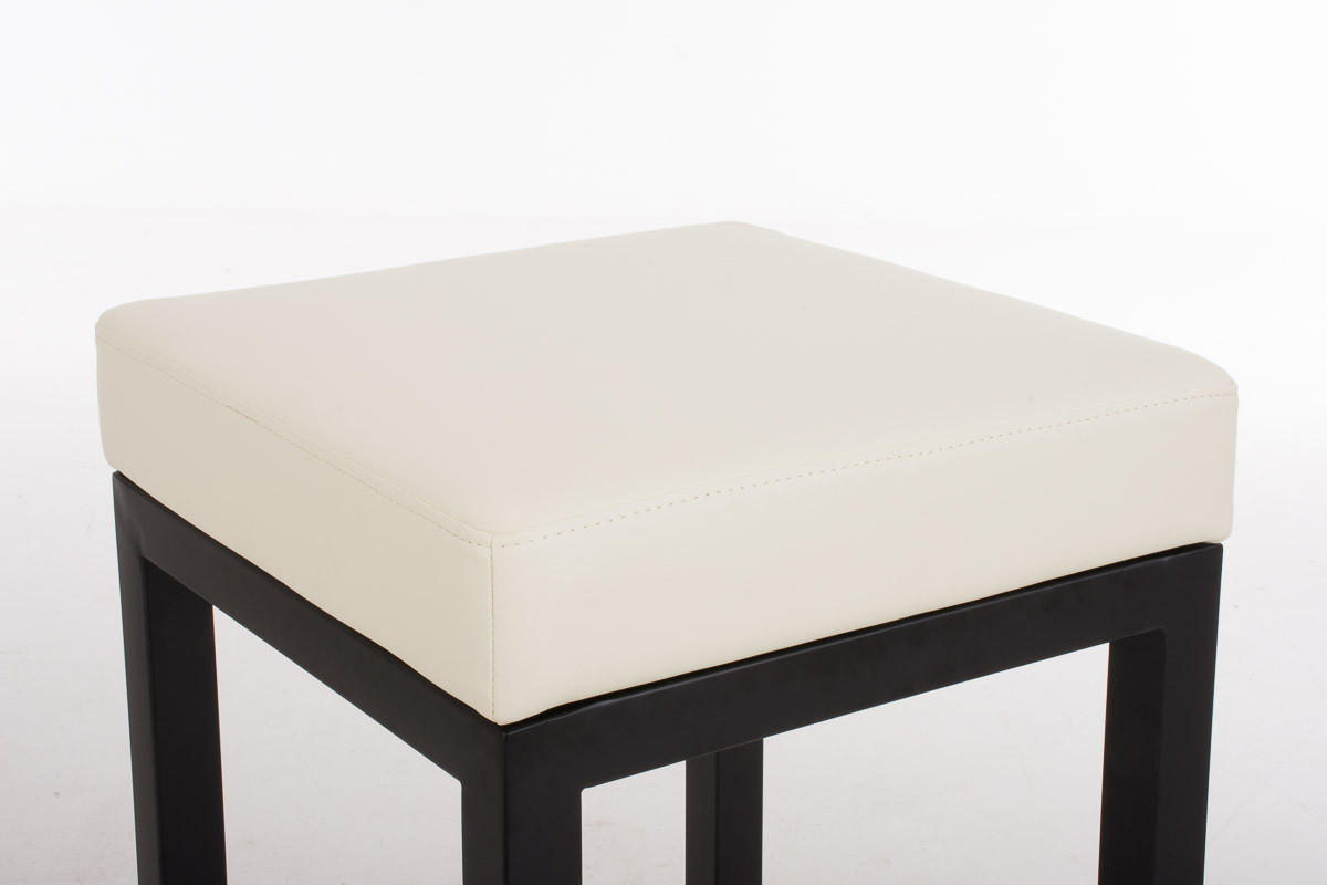 BARHOCKER KIEL Creme Kunstleder Stahl 80 cm Höhe - Creme, Leder/Metall (41/80/41cm) - DELUKE