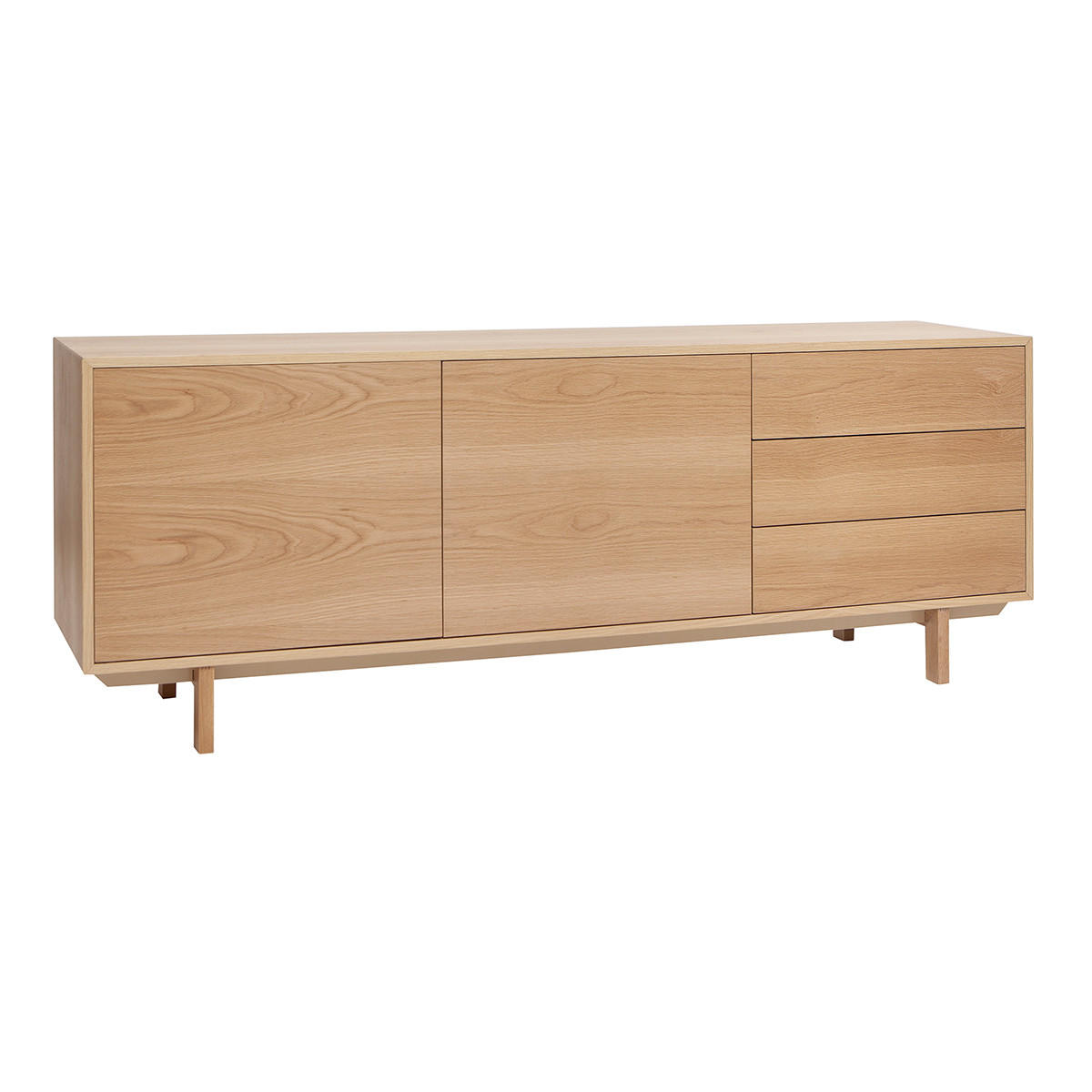 SIDEBOARD Skandinavisch Helles Holz 195 cm SID - Eiche Bianco, Holz (45/72.5/195.5cm) - Miliboo
