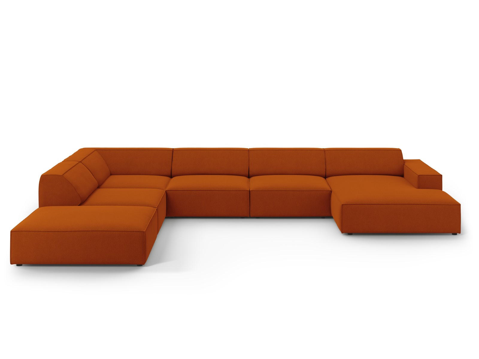 PANORAMASOFA links Jodie aus strukturiertem Stoff terrakotta 7 Sitzplätze - Terra cotta, Textil (262/70/364cm) - Micadoni