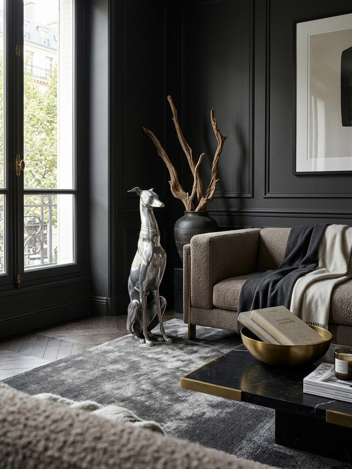 DEKOFIGUR Windhund Aluminium 18x70 cm handgefertigt - Silberfarben, Metall (18/70/25cm) - KADIMA DESIGN