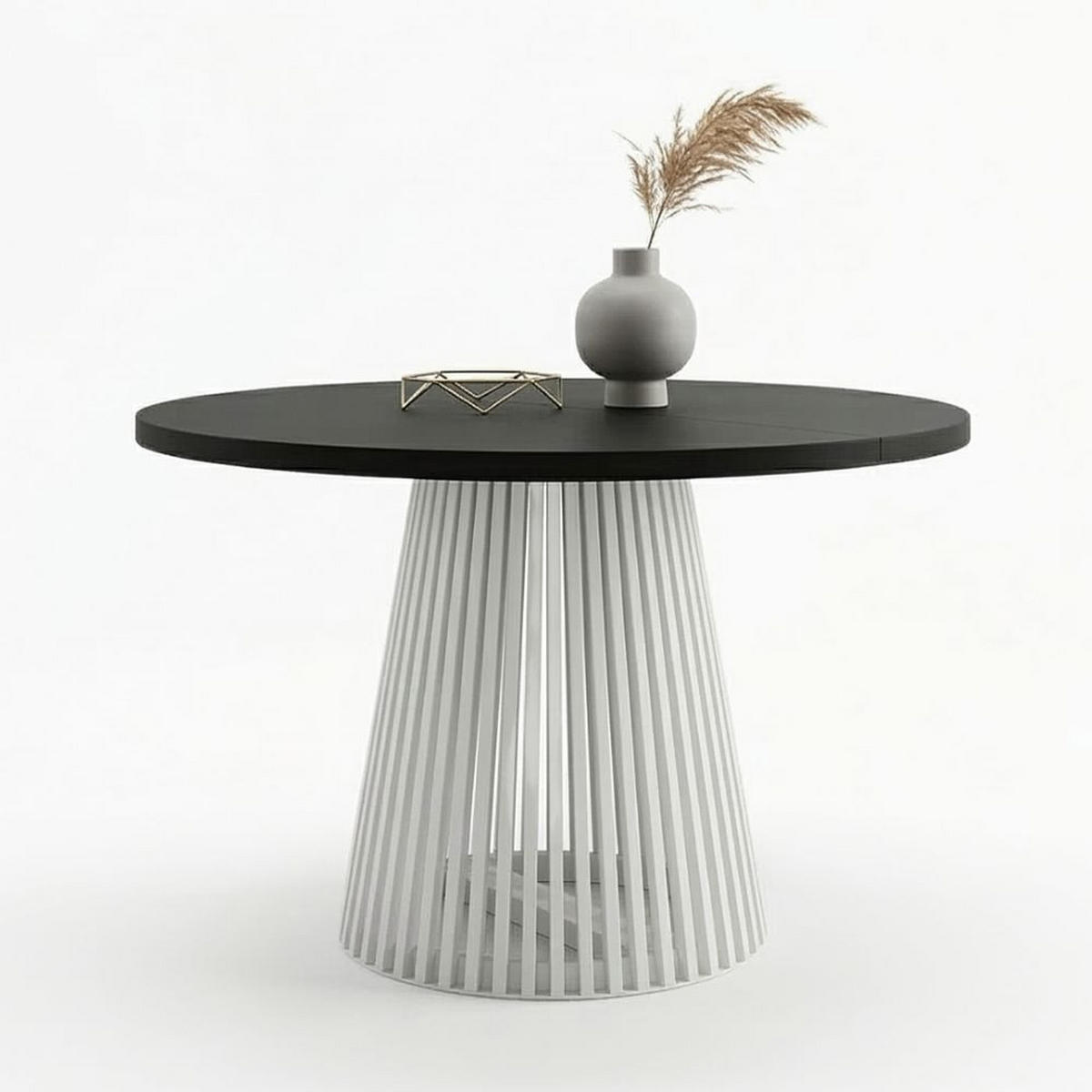 ESSTISCH runder ausziehbarer Tisch für Esszimmer DOVER 100 / 150 cm, Farbe: Schwarz / Weiß - Schwarz/Weiß, Holz (150/100/77cm) - Dekori_Interiors