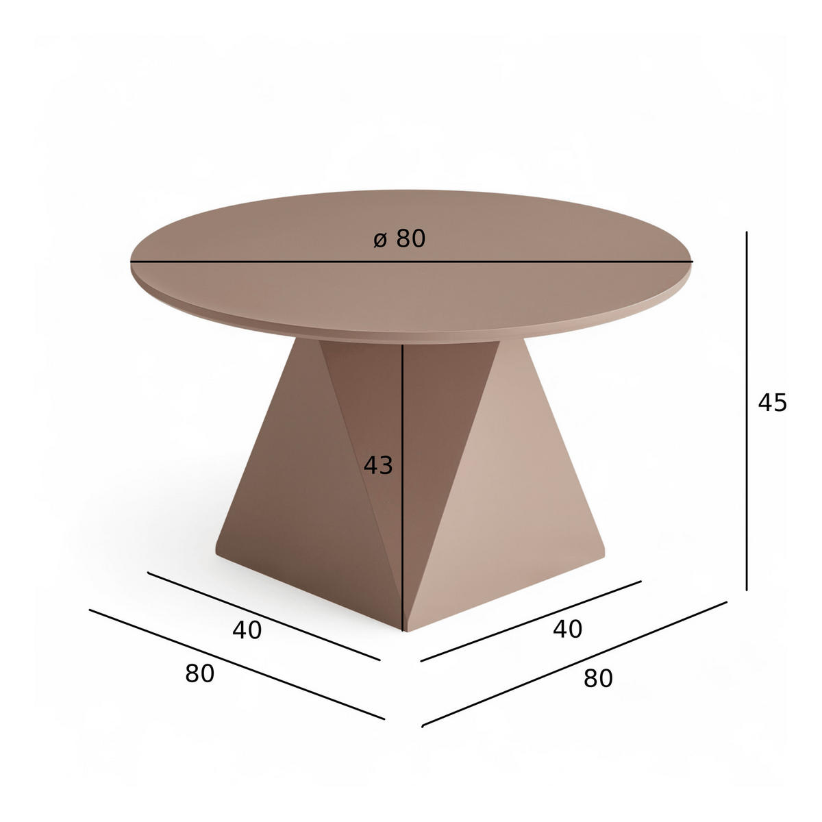 COUCHTISCH rund Mocha Mousse 80/80/45 cm - Hellbraun/Rotbraun, Holzwerkstoff (80/80/45cm) - Furnhouse