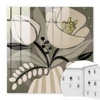 SCHLÜSSELBOX Weiß 30x30 cm – Türöffnung nach rechts - Beige Blüten - Beige, Metall (30/30/5cm) - TULUP