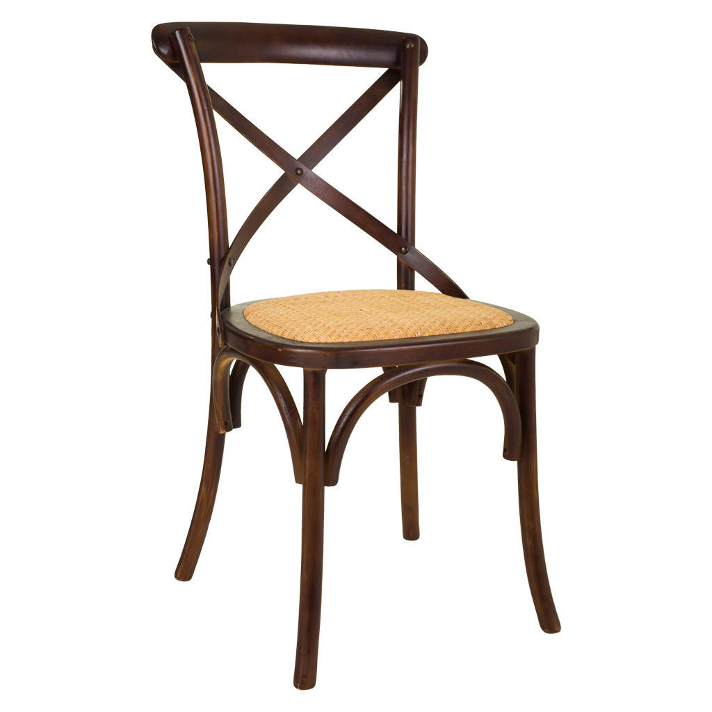 STUHL aus Holz und Rattan, braun, 44x42x46cm - Dunkelbraun, Holz (44/88/42cm) - Wanderlust