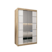 SCHWEBETÜRENSCHRANK 200/120/62 2-türig - Silberfarben/Weiß, Holz/Kunststoff (120/200/62cm) - Abiks Möbel