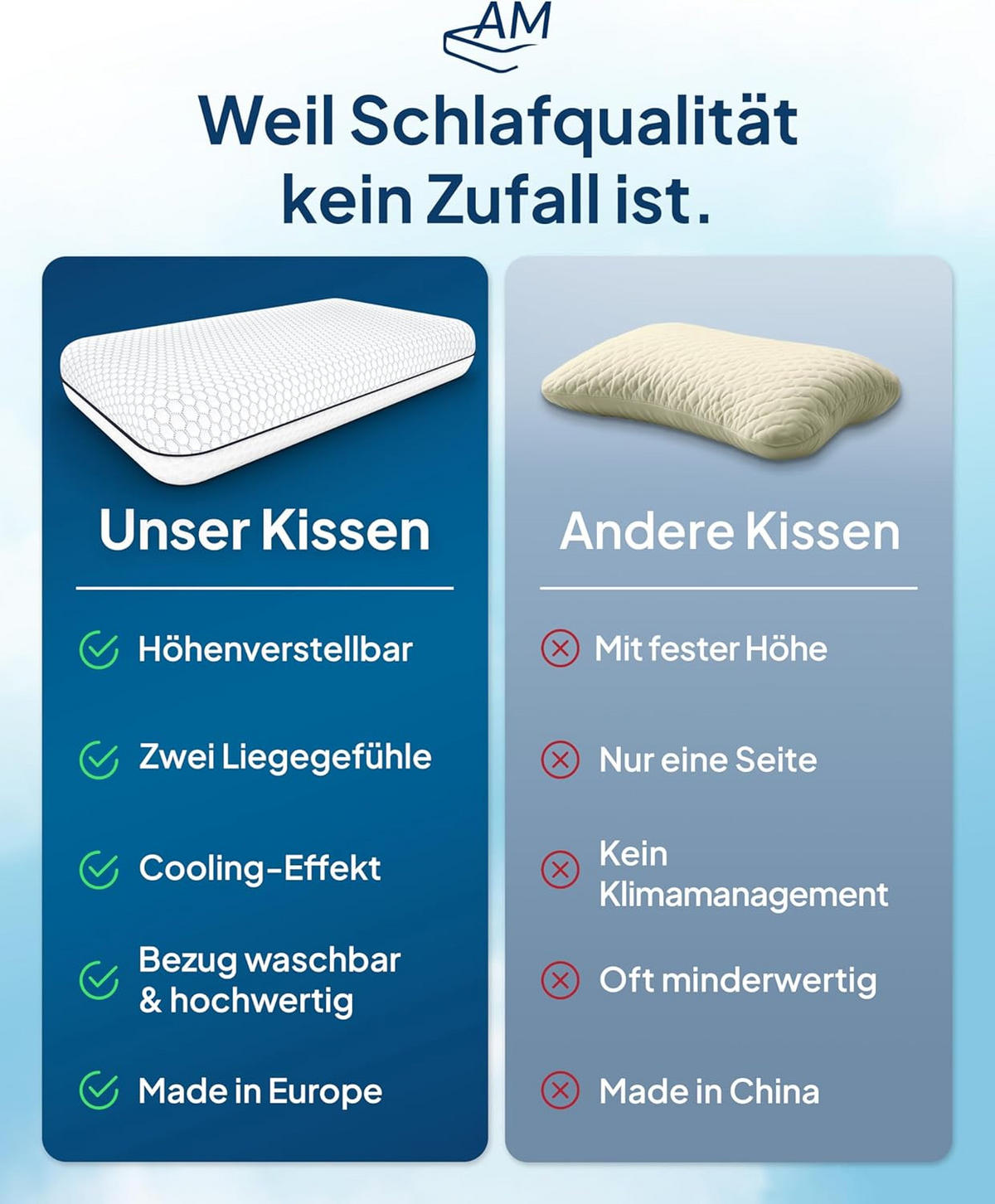 NACKENSTÜTZKISSEN höhenverstellbar - Weiß, Textil (60/35cm) - AM Qualitätsmatratzen