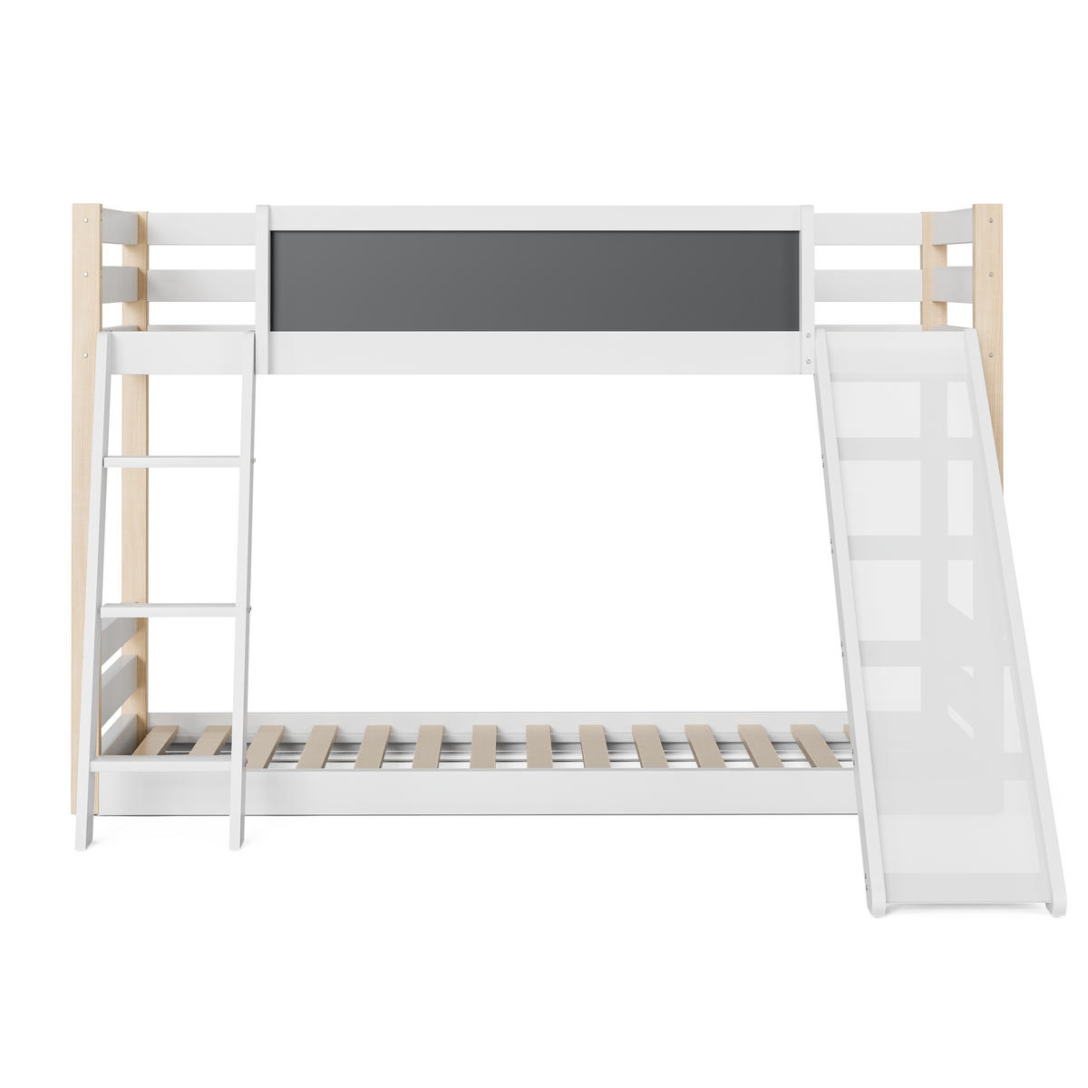 ETAGENBETT 200 x 90cm in Weiß mit Treppe und Rutschen - Weiß, Holz (90/200cm) - KOMHTOM