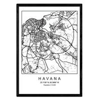 POSTER Havana Nordic-Stil A3 Schwarzer Rahmen - Schwarz, Papier (29.7/5/42cm) - Nacnic