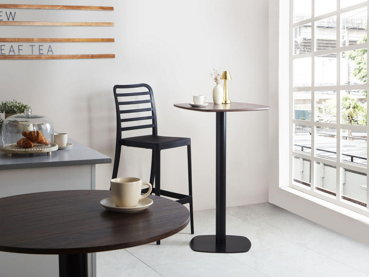 STEHTISCH Schwarz/Dunkelbraun 60/60 cm Morella - Dunkelbraun, Holzwerkstoff (60/60/103cm) - Beliani
