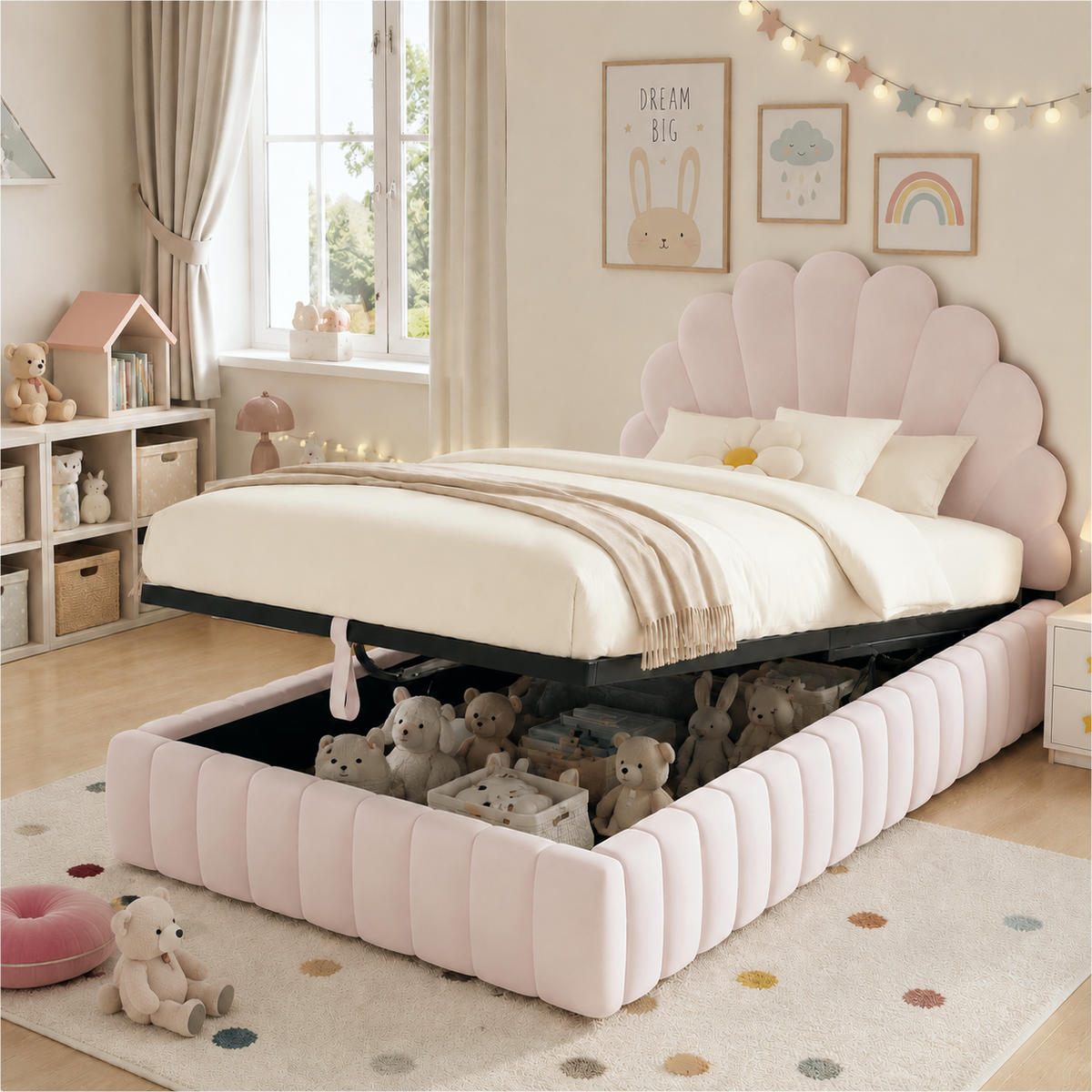 POLSTERBETT 90x200 cm Rosa Samt mit Stauraum - Pink, Textil (90/200cm) - FLIEKS