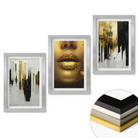WANDBILDER 3er Set - 20x30 cm Silberner Rahmen - Abstrakte Porträtmalerei - Silberfarben, Kunststoff (20/30cm) - ArtPrintCave