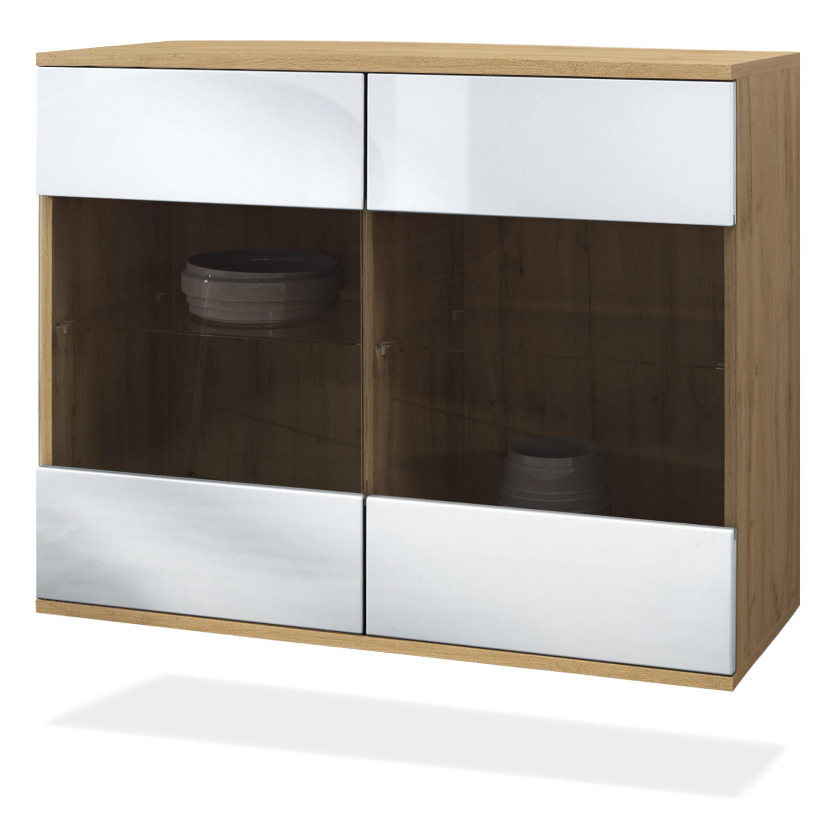 Vladon Kommode Weiß Hochglanz 92.5x73.5x35 cm