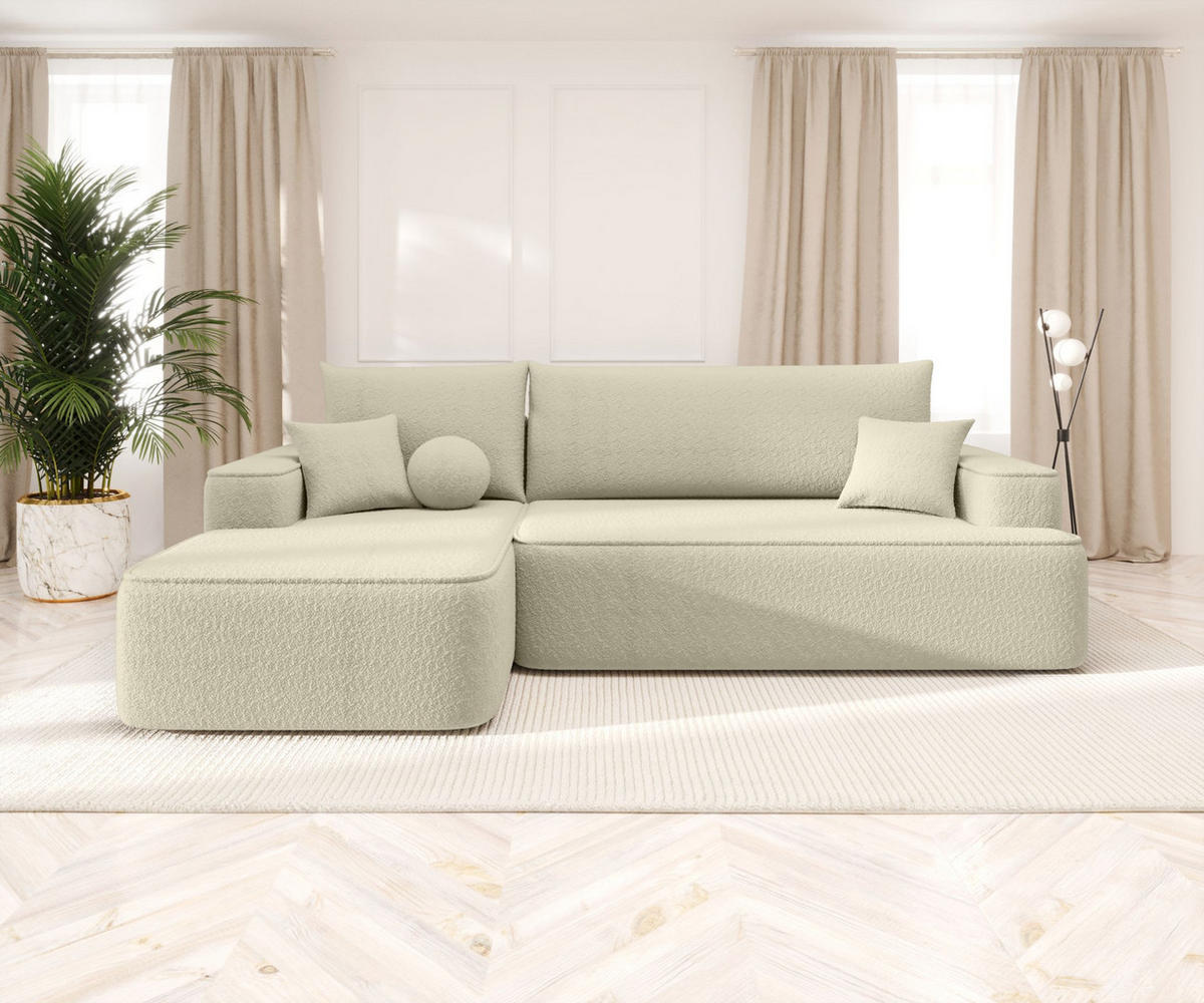 ECKSOFA mit Schlaffunktion FIGO Quelle 02 Links - Ecru, Textil (250/150cm) - Bedante