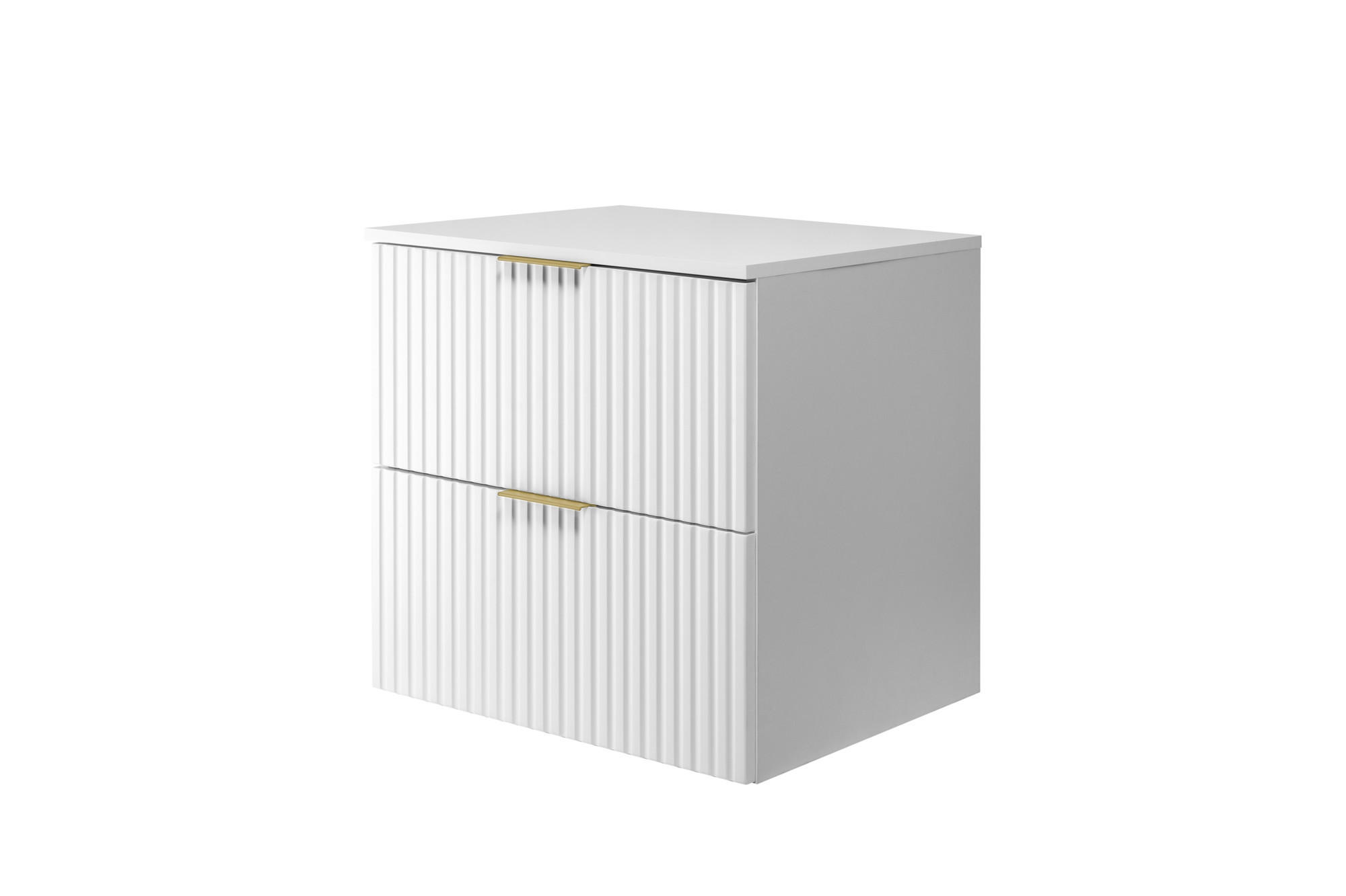 WASCHBECKUNTERSCHRANK, Weiß, 60 x 57 x 46 cm, goldener Griff + Arbeitsplatte - Goldfarben/Weiß, Holzwerkstoff (60/57/46cm) - 3XE LIVING