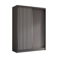 SCHWEBETÜRENSCHRANK Erika 160 cm mit Lamellen ohne Spiegel 2-türig, grau, grau, Lamelle weiß - Weiß/Grau, Kunststoff (160/216/51cm) - Margaret Hadas24