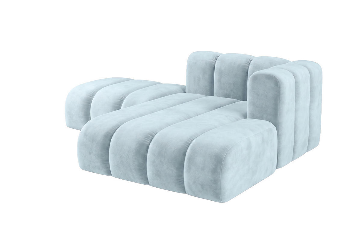 CHAISELONGUE Modulare Mit Hocker, Velvet-Stoff Riviera, Babyblau, Rechts, GRAND - Hellblau, Holz (204/179cm) - Kaiser Möbel