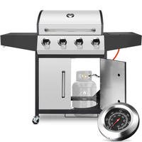 GASGRILL 4+1 Brenner mit Seitenbrenner 52000BTU, Silber - Silberfarben, Metall (70/136/44cm) - Kaket