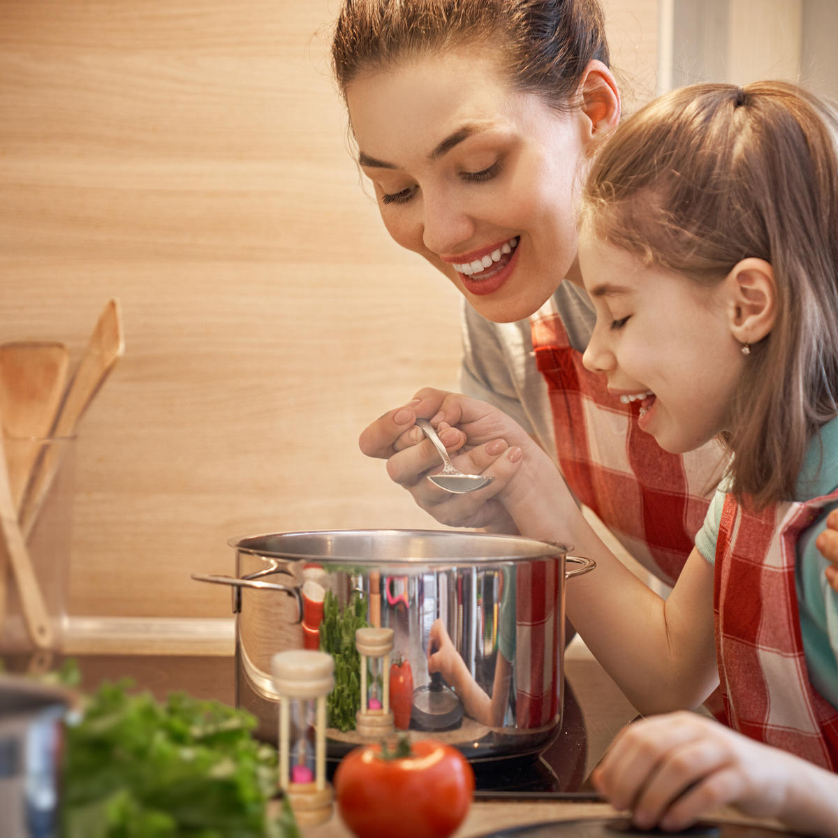 4XPRESÝPACIE hodiny - svetlohnedá, drevo/sklo (4/10/4cm) - Relaxdays