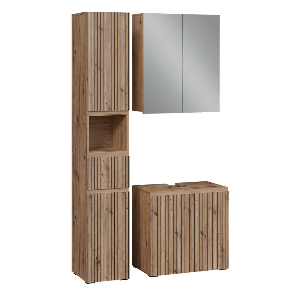 BADMÖBEL-SET Takumi Artisan 3 Teile - Hellgrau, Holzwerkstoff (60/58/35cm) - Vicco