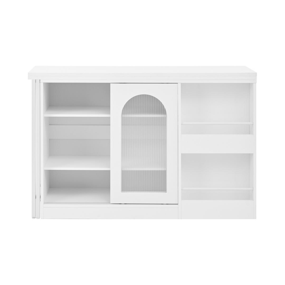 BARTISCH für Küche 121,5/40/76,7 cm ausziehbar mit Stauraum in Weiß - Weiß, Holzwerkstoff (121.5/40/76.7cm) - BEAOK