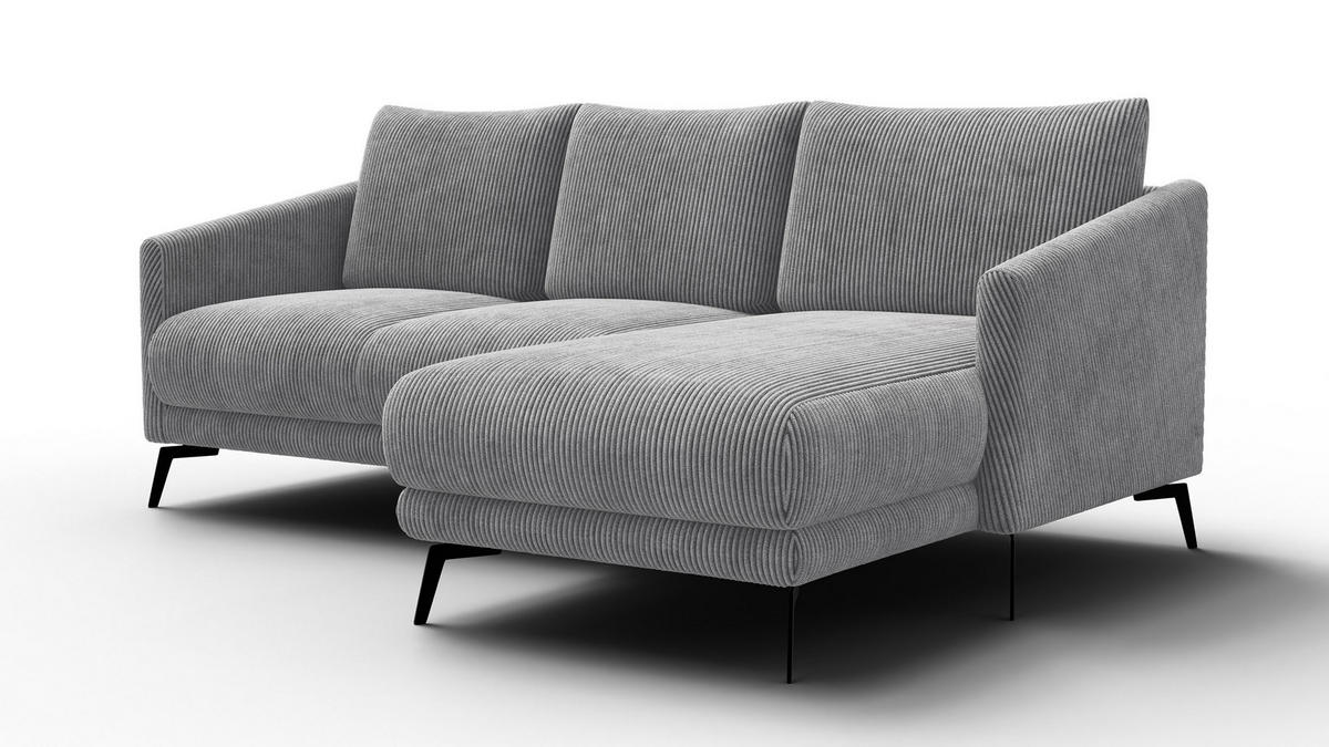 ECKSOFA VILT 3-Sitzer, hellgrau - Hellgrau/Schwarz, Holzwerkstoff/Textil (221/156cm) - Courtois Laville