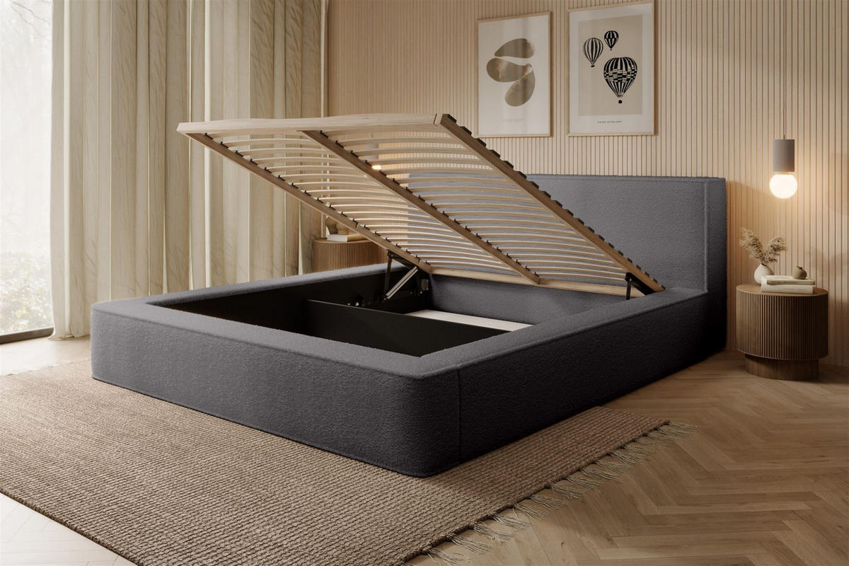POLSTERBETT Omaha In Euphoria - Grau, Holzwerkstoff/Textil (140/200cm) - Fun Möbel