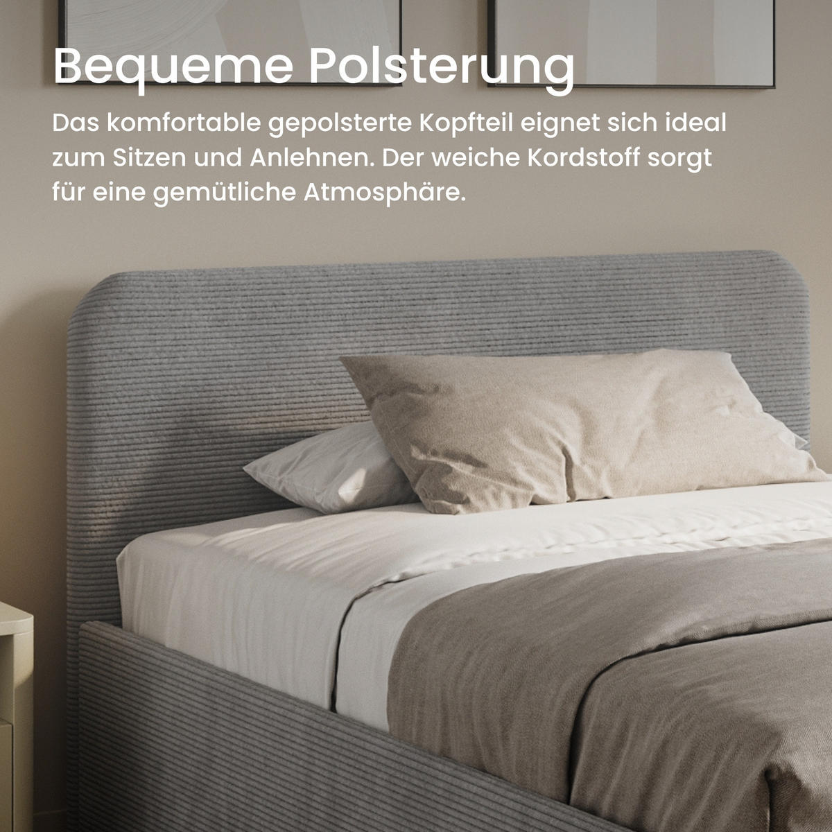 POSLTERBETT mit Bonnell-Matratze 120x200 cm in Grau - Grau, Holzwerkstoff/Textil (120/200cm) - Home Collective