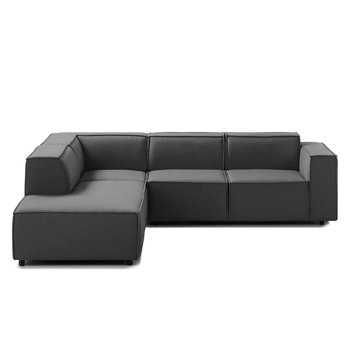 ECKSOFA mit Ottomane - Anthrazit/Schwarz, Kunststoff/Textil (260/234cm) - home24