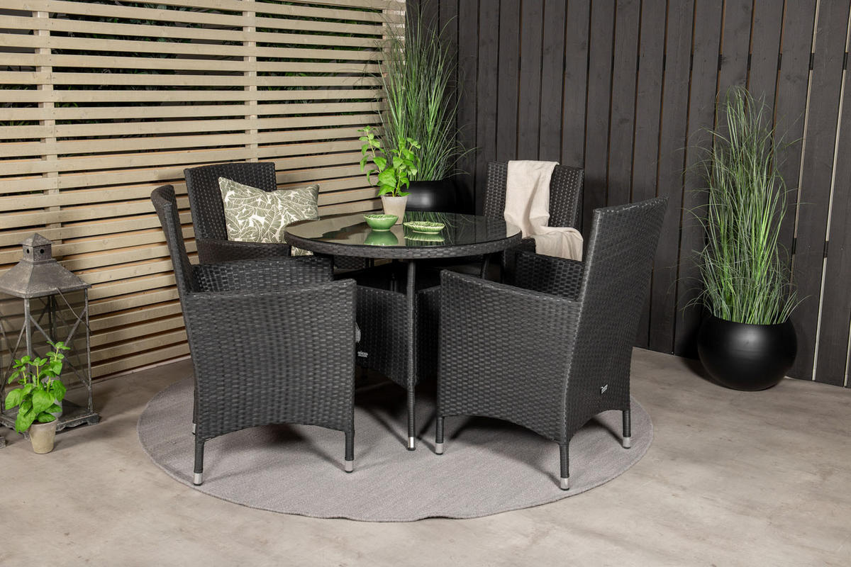GARTENSTUHL 2er Set Schwarz - Schwarz, Holzwerkstoff (58/92/65cm) - ebuy24