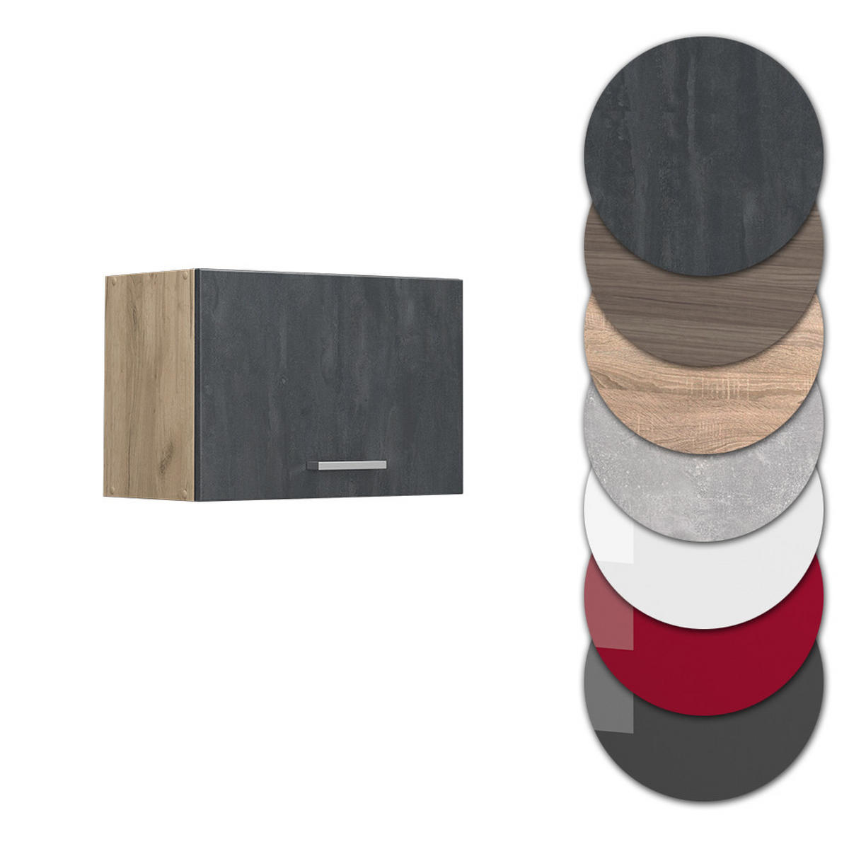 HÄNGESCHRANK R-Line Schwarz Beton 60 cm Flach - Honigeiche/Eiche Wotan, Holzwerkstoff (60/40/31cm) - Vicco