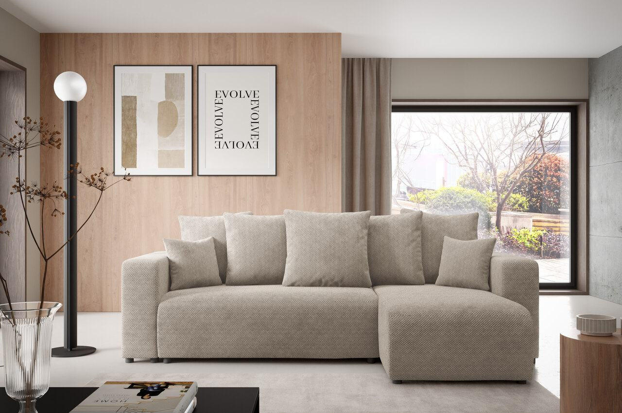 ECKSOFA mit Schlaffunktion Beige - Beige, Textil (247/145cm) - Furnisell