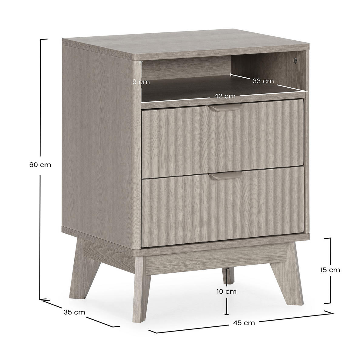 NACHTTISCH Oporton Eichenfarbe - Honigeiche, Holzwerkstoff (45/60/35cm) - VS Venta-stock