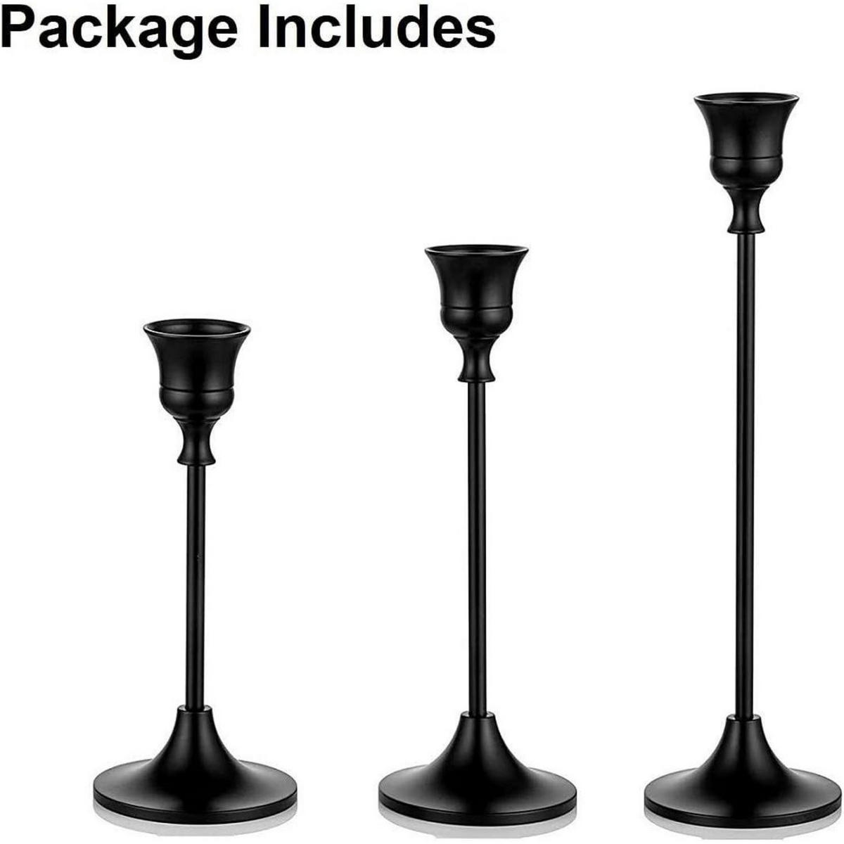 KERZENSTÄNDER 3er Set Metall Schwarz 15/19/24cm - Schwarz, Metall (6.8/23.5/6.8cm)