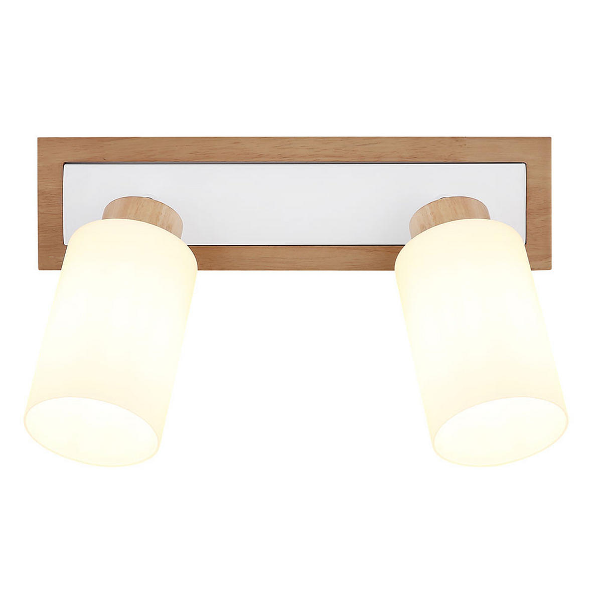 LED DECKENLEUCHTE Holz Braun, Metall Weiß, schwenkbar - Klar, Holz (60/10.3/22cm) - Globo Lighting
