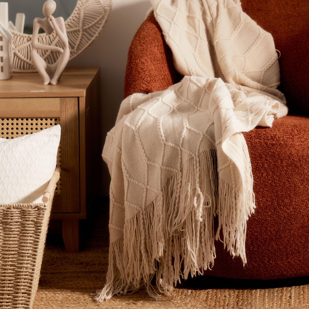 DECKE Loop beige 130/170 cm - Beige, Textil (130/170cm) - Homla