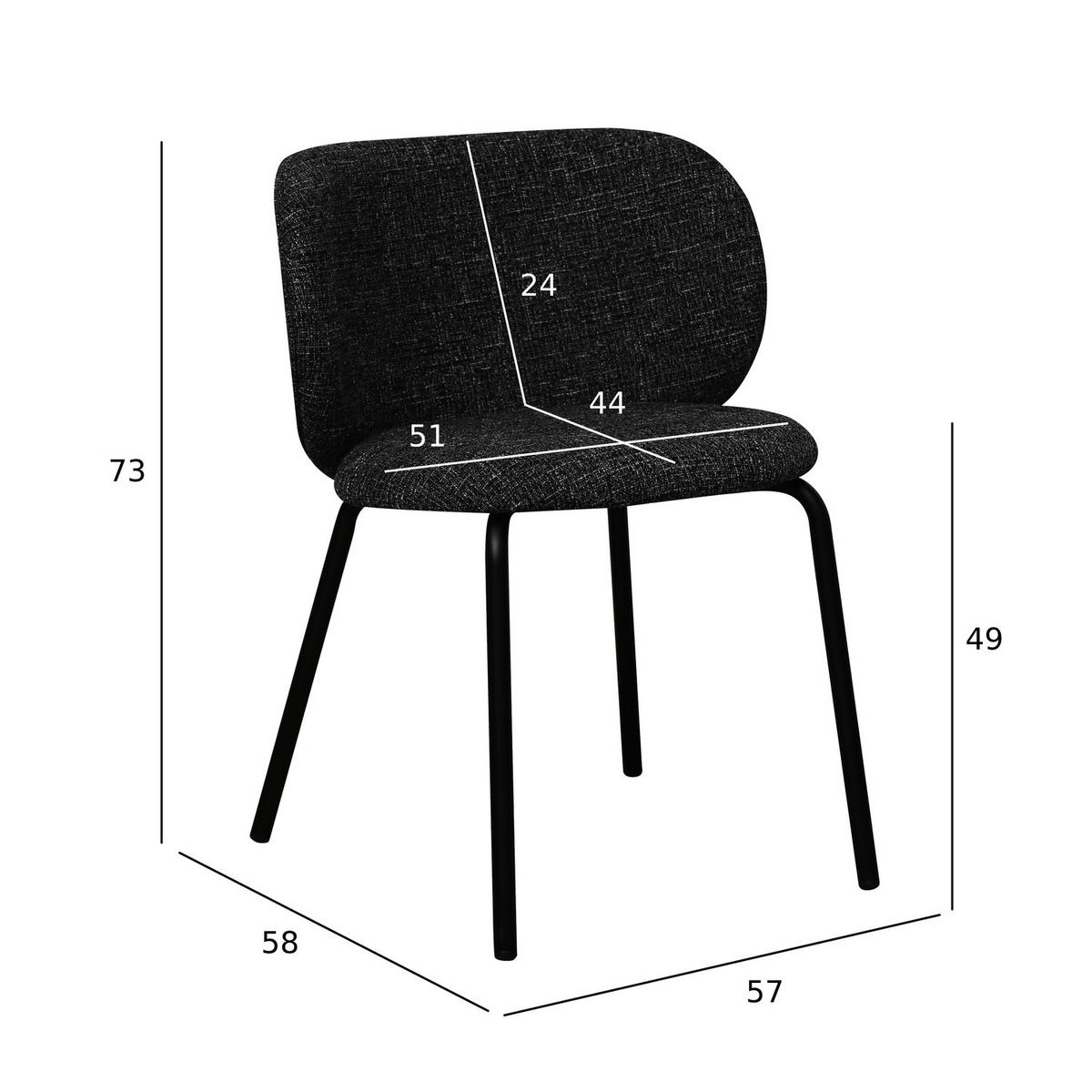 STUHL-SET 6 Stück in Teddystoff Schwarz - Schwarz, Textil/Metall (57/73/58cm) - Furnhouse