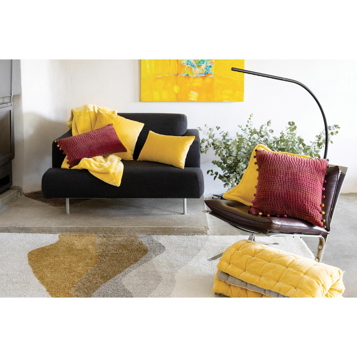 KISSEN Tender mimose 50 x 50 cm - Gelb, Textil (50/50cm) - Vivaraise