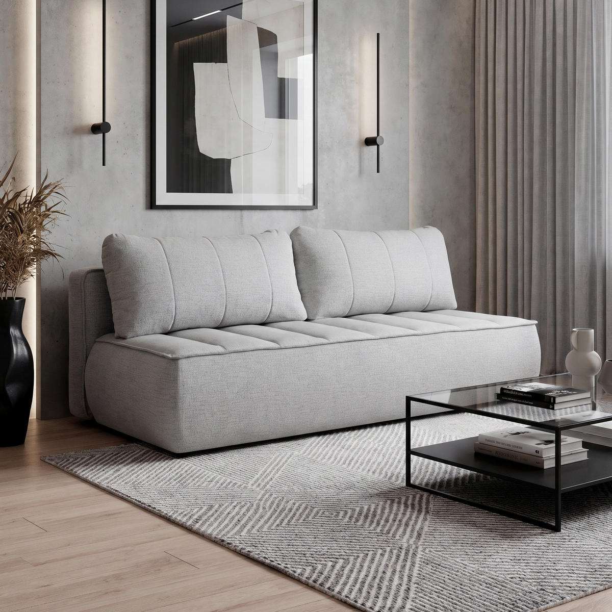 SCHLAFOSOFA Doris mit Schlaffunktion und Bettkasten, DL-System, Hellgrau - Hellgrau, Textil (210/88/100cm) - Beautysofa