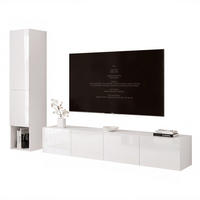 WOHNWAND ANGEL LINE I 2-teilig, mit LED-Beleuchtung, Weiß Hochglanz - Weiß Hochglanz, Holzwerkstoff (240/180/40cm) - Idohome