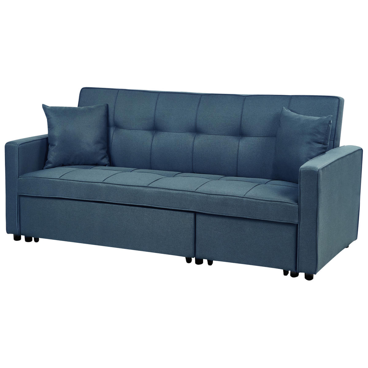 3-SITZER-SCHLAFSOFA marineblau Glomma - Blau/Schwarz, Textil (204/93/88cm) - Beliani