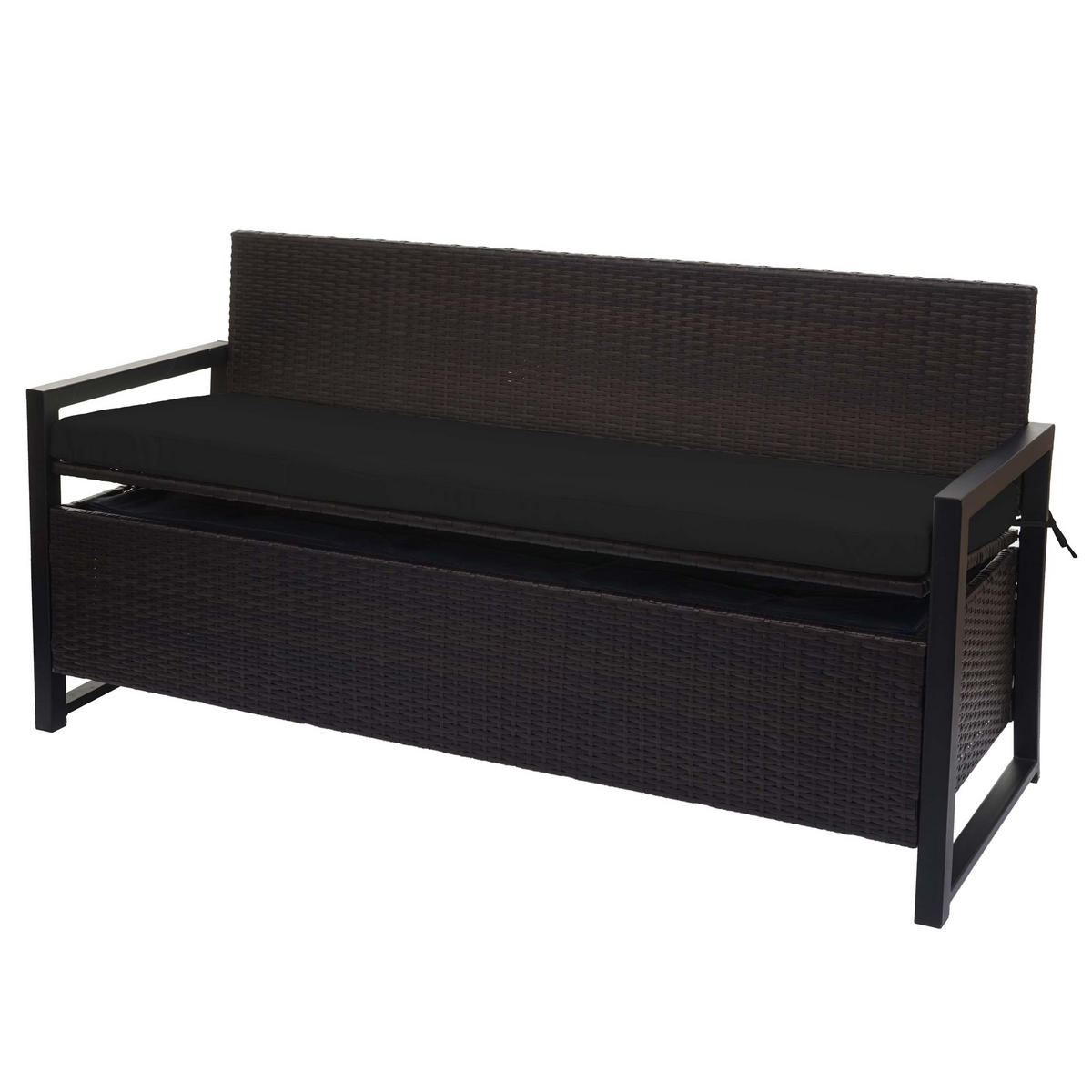 POLY-RATTAN 3ER SITZBANK Braun, Schwarz - Schwarz/Braun, Kunststoff (164/87/57cm) - MCW
