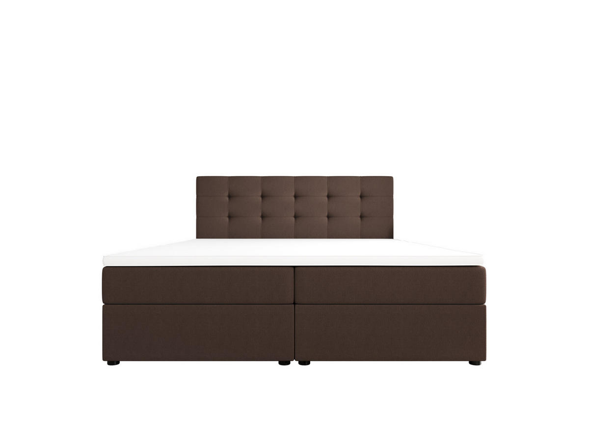 BOXBETT FADO 2 200x200, mit Matratze H3 und Topper, Cosmic 800 - Dunkelbraun, Holz/Kunststoff (200/200cm) - Bedante