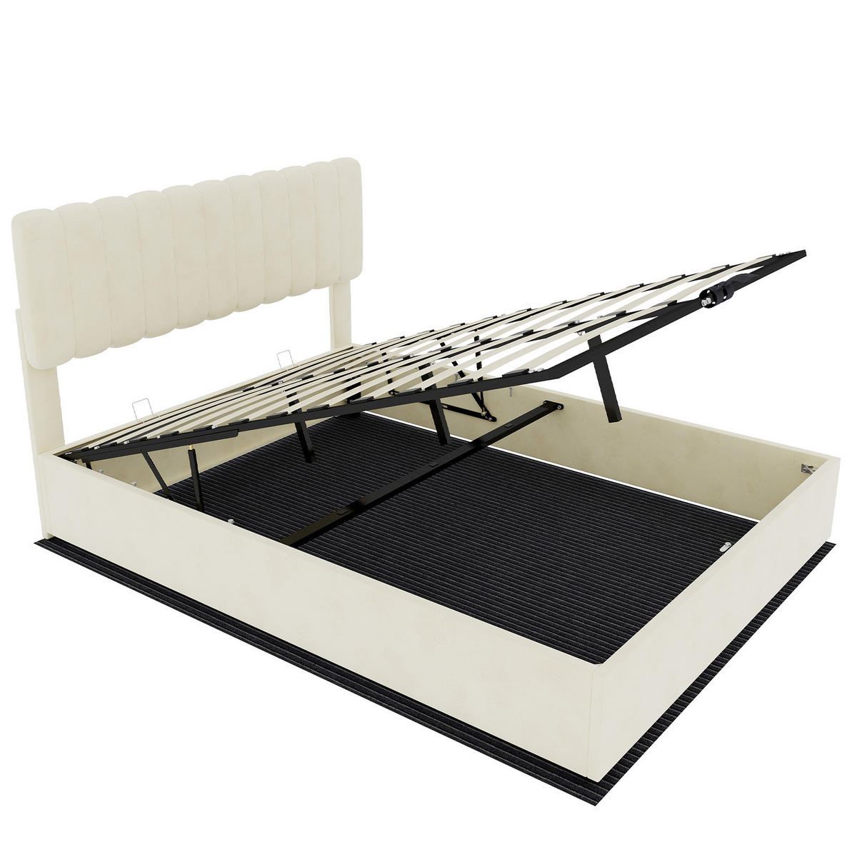 POLSTERBETT 140/200 cm DE-32948 mit Stauraum und Matratze Beige - Beige, Metall (140/200cm) - ComfortXL